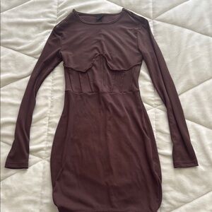 Elegant Brown Long Sleeve Dress